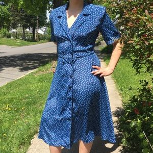 Vintage Blue Floral Dress